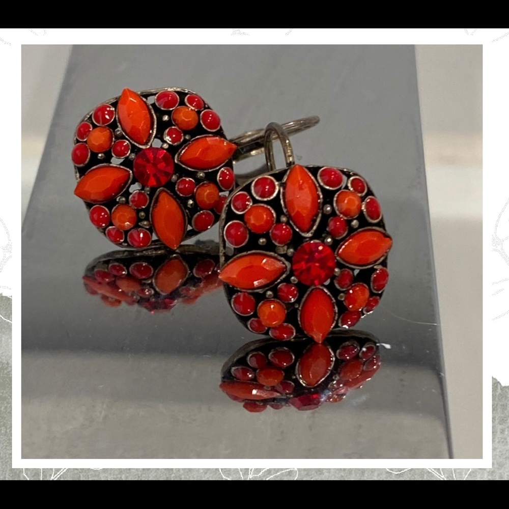Red stone earrings